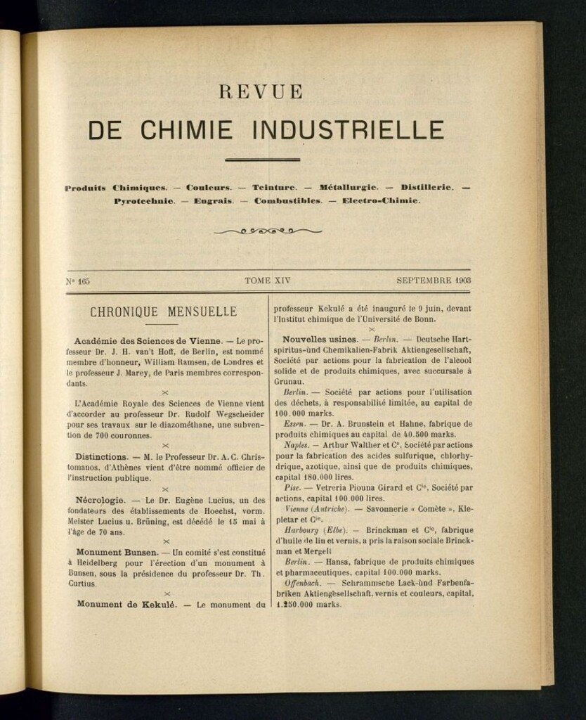 Miniatura de Revue de Chimie Industrielle Septembre 1903
