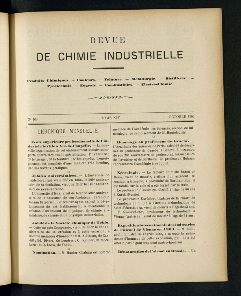 Miniatura de Revue de Chimie Industrielle Octobre 1903