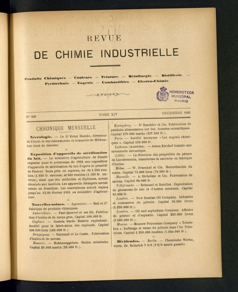 Miniatura de Revue de Chimie Industrielle Décembre 1903