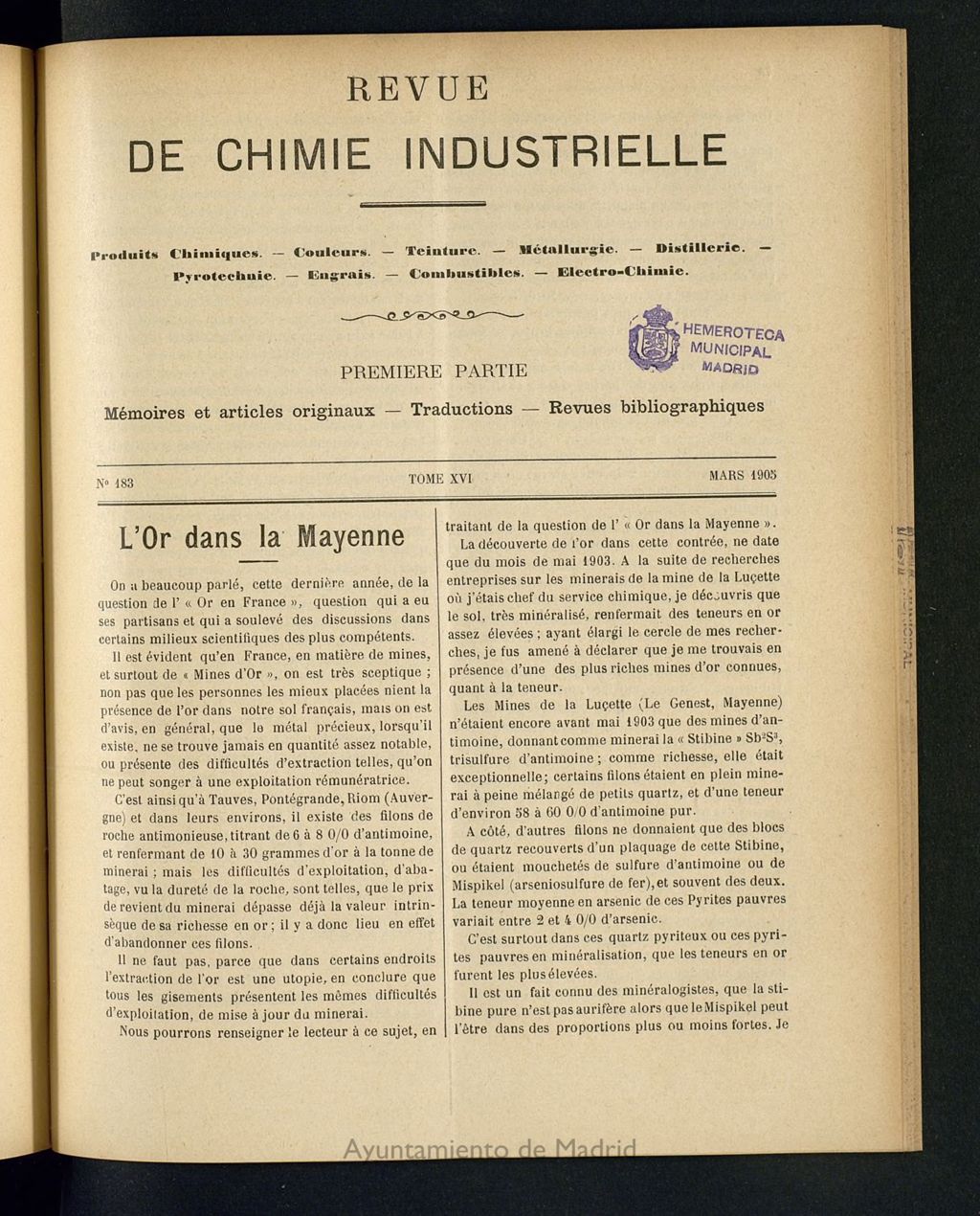 Miniatura de Revue de Chimie Industrielle Mars 1905