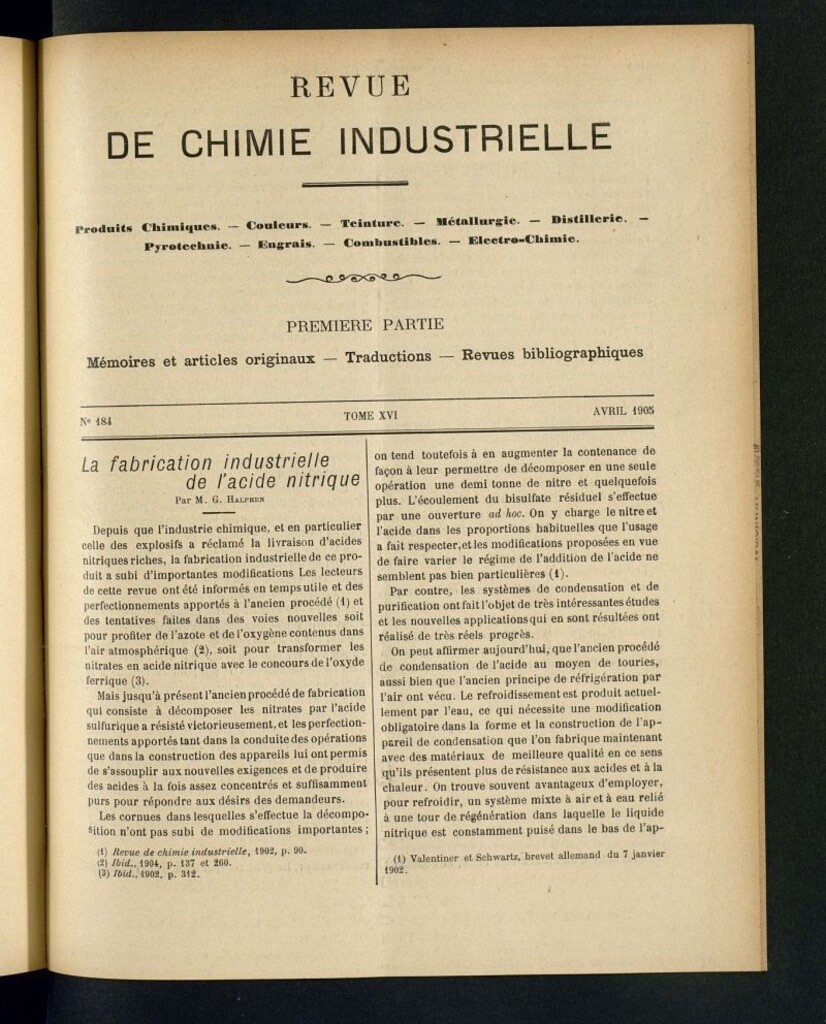 Miniatura de Revue de Chimie Industrielle de Avril 1905
