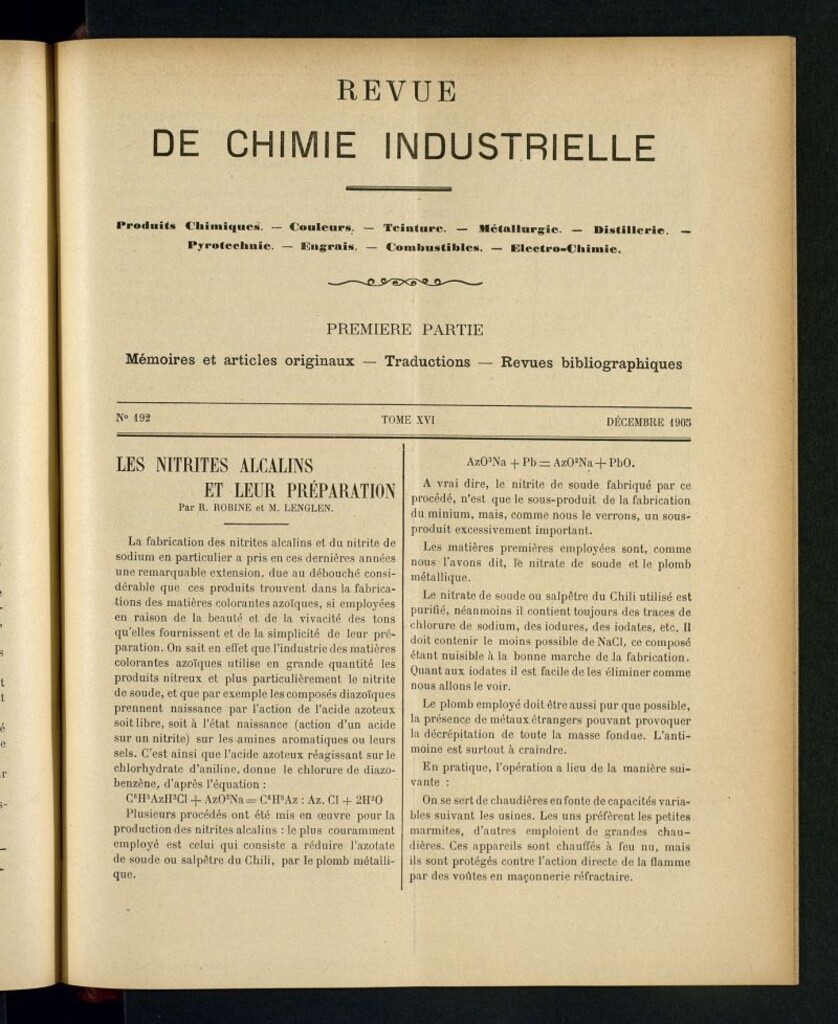 Miniatura de Revue de Chimie Industrielle Décembre 1905