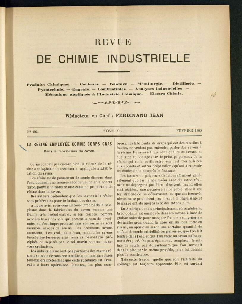 Miniatura de Revue de Chimie Industrielle de febrero de 1900