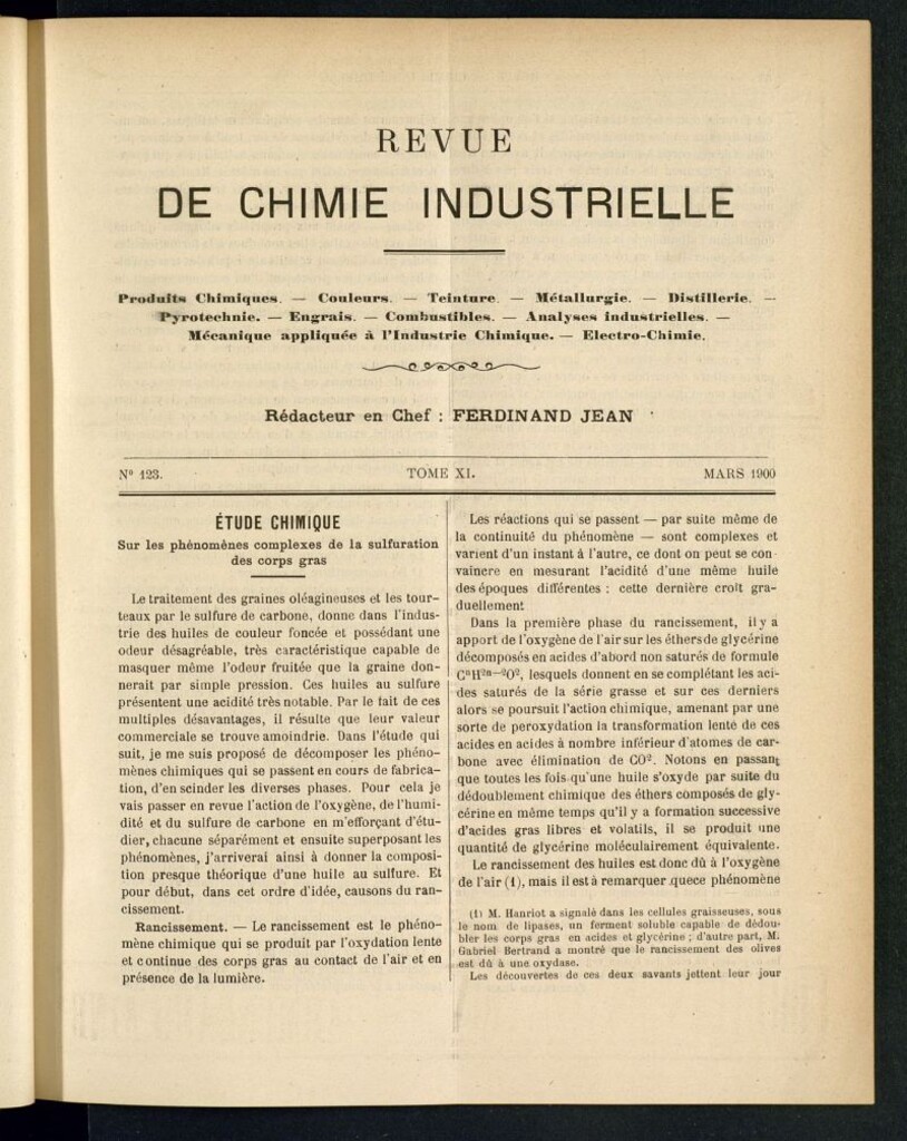 Miniatura de Revue de Chimie Industrielle de marzo de 1900