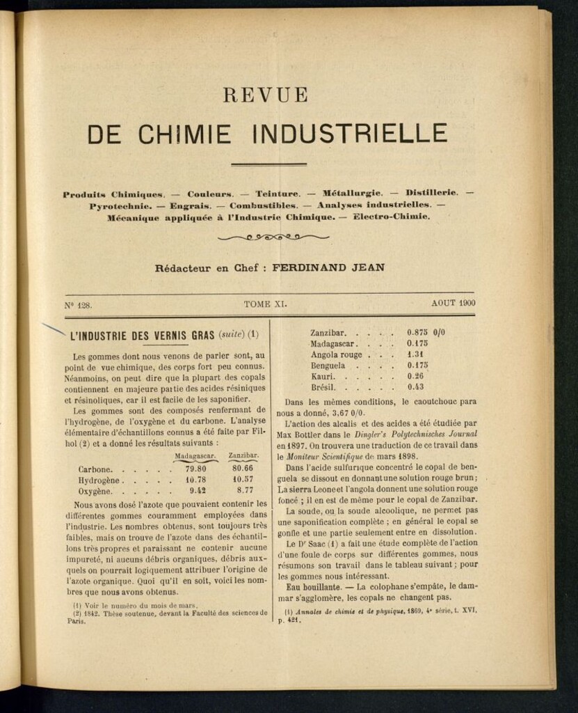 Miniatura de Revue de Chimie Industrielle de agosto de 1900