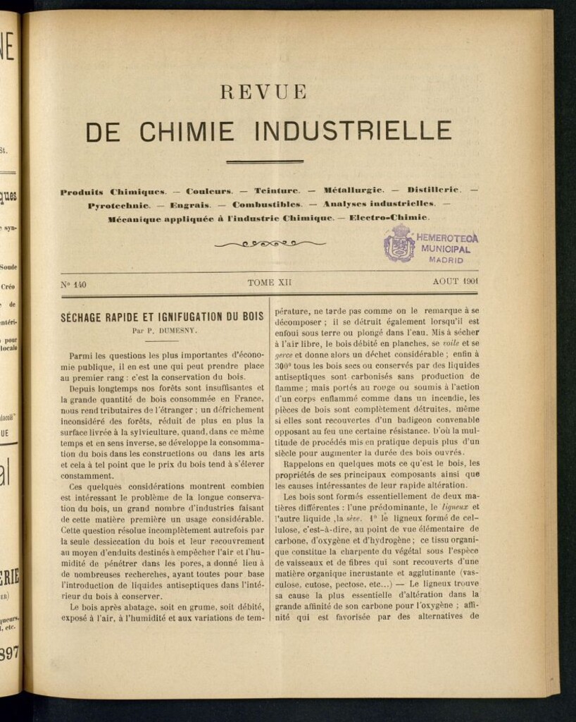 Miniatura de Revue de Chimie Industrielle de agosto de 1901