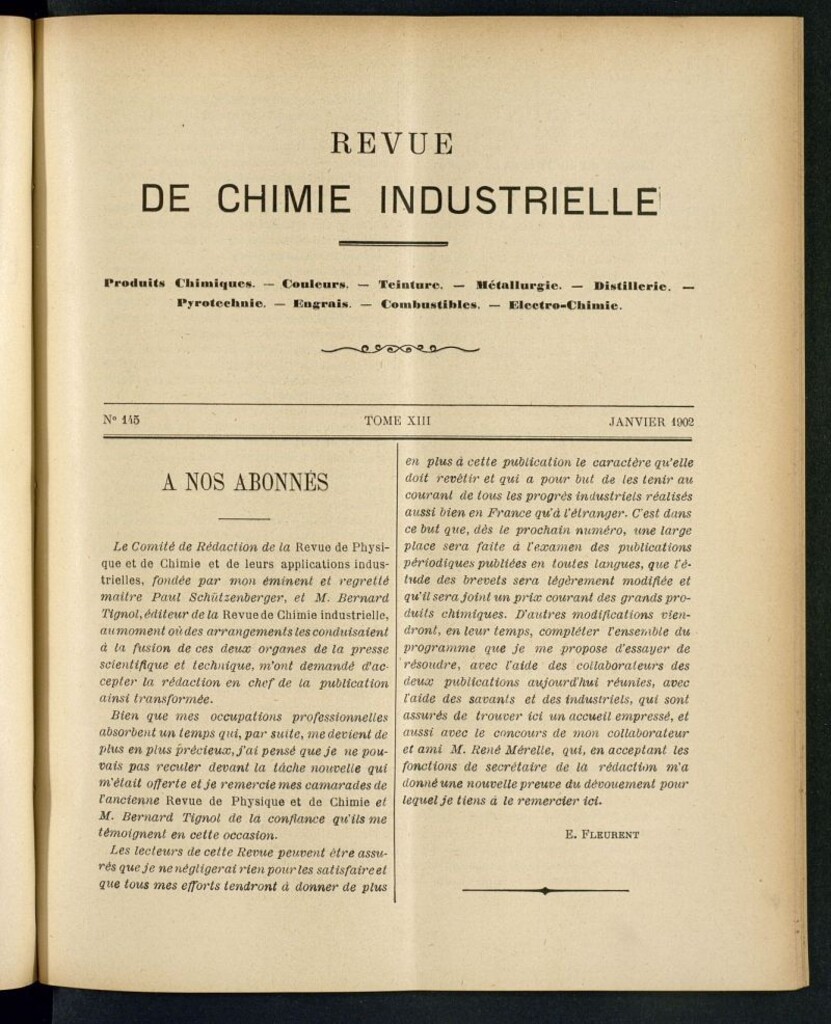 Miniatura de Revue de Chimie Industrielle de enero de 1902