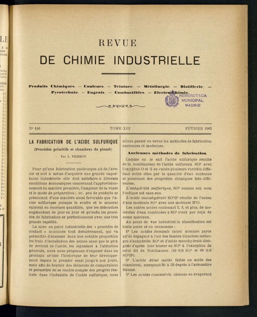 Miniatura de Revue de Chimie Industrielle de febrero de 1902