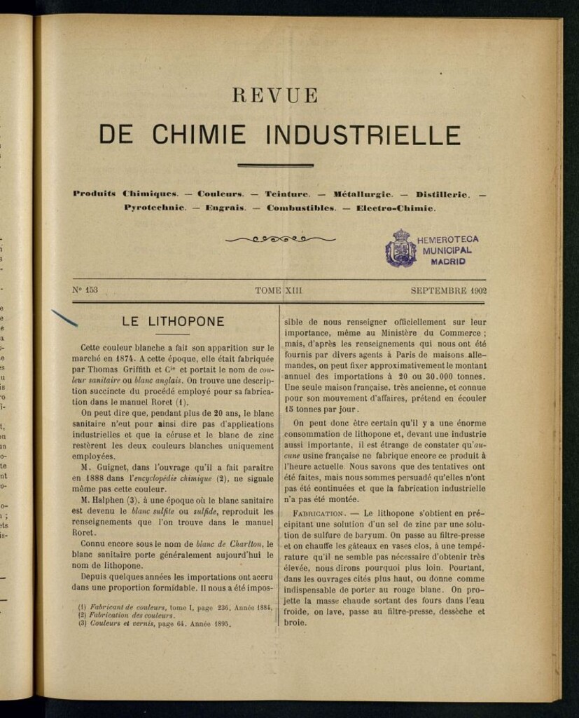 Miniatura de Revue de Chimie Industrielle de septiembre de 1902