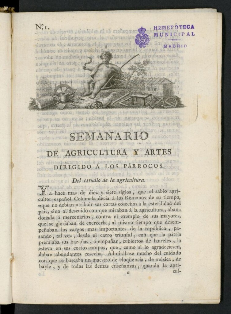Miniatura de Semanario de Agricultura y Artes dirigido a los párrocos de 1797, nº 1