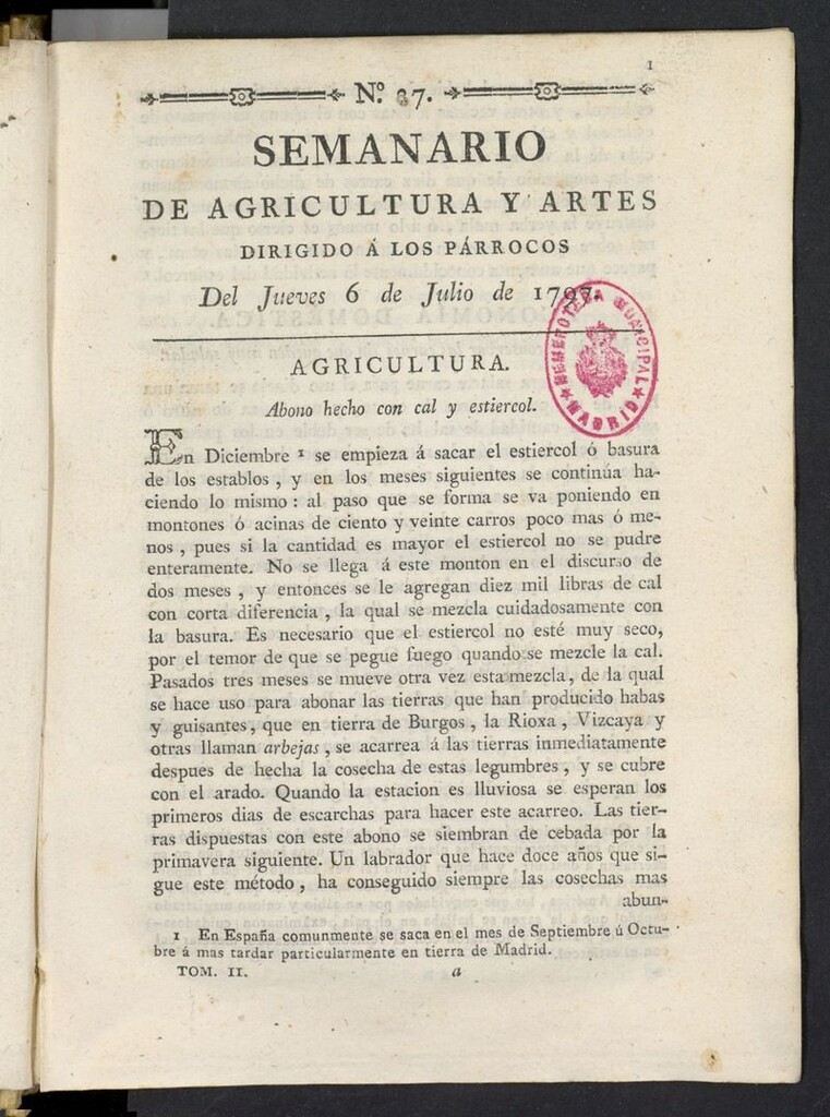 Miniatura de Semanario de Agricultura y Artes del 6 de julio de 1797