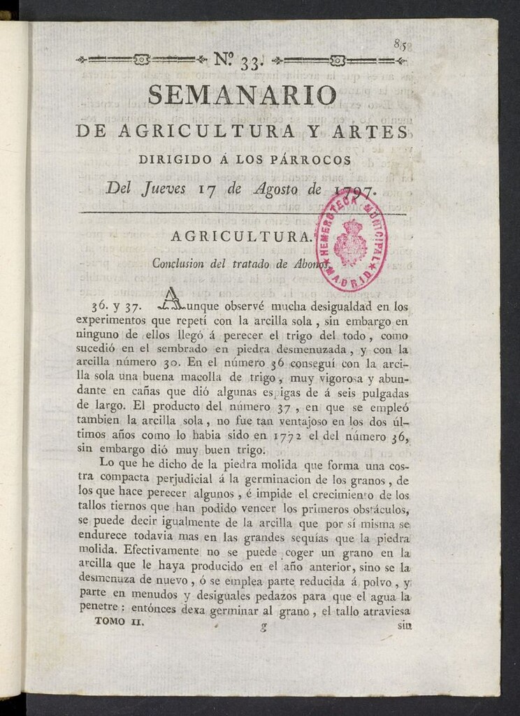 Miniatura de Semanario de Agricultura y Artes del 17 de agosto de 1797