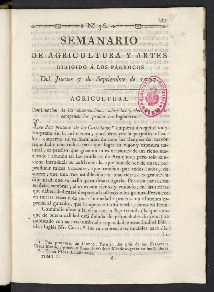 Miniatura de Semanario de Agricultura y Artes del 7 de septiembre de 1797