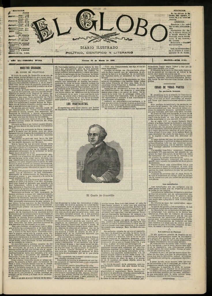 Miniatura de El Globo : diario ilustrado del 26 de marzo de 1886, nº 3801
