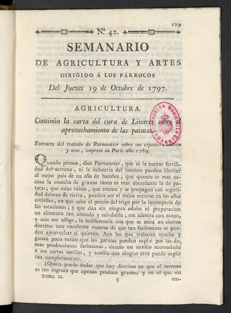 Miniatura de Semanario de Agricultura y Artes del 19 de octubre de 1797