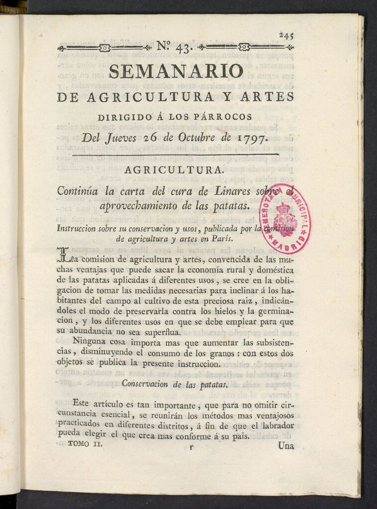 Miniatura de Semanario de Agricultura y Artes del 26 de octubre de 1797