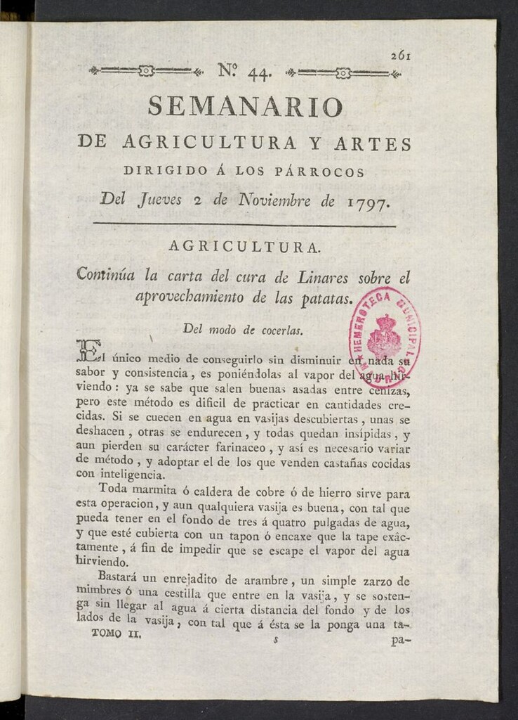Miniatura de Semanario de Agricultura y Artes del 2 de noviembre de 1797