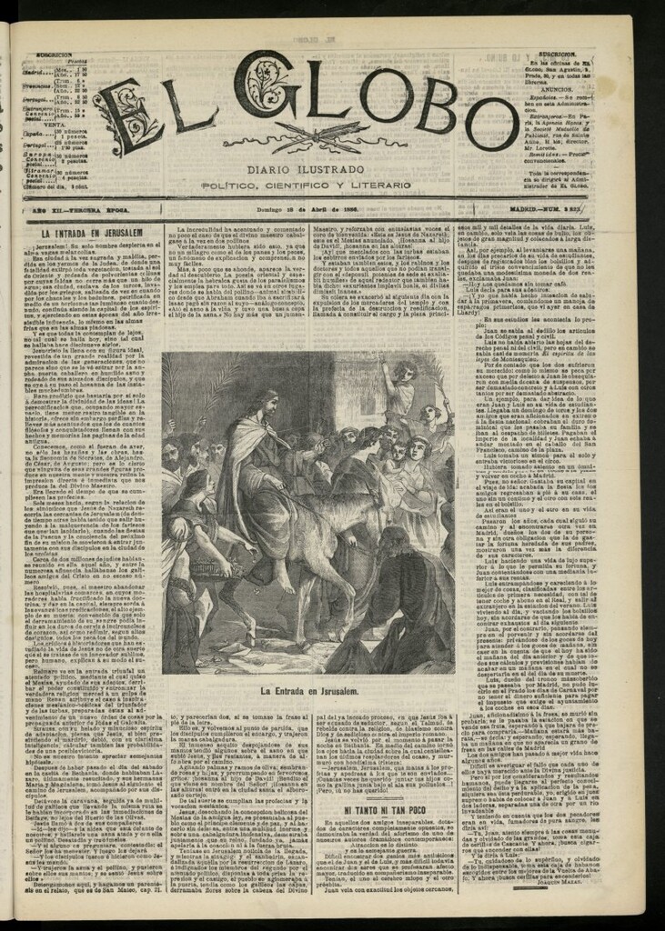Miniatura de El Globo : diario ilustrado del 18 de abril de 1886, nº 3824
