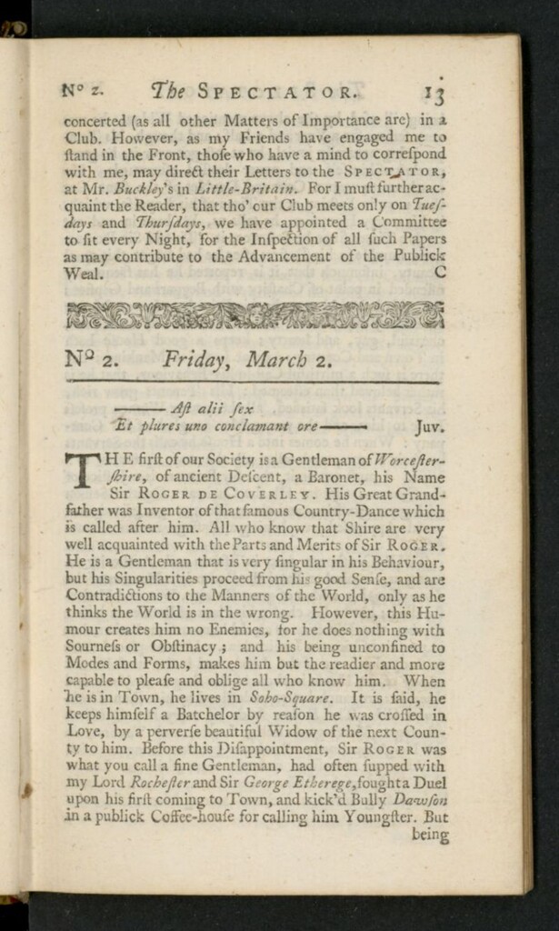 Miniatura de The Spectator del 2 de marzo de 1711, nº 2