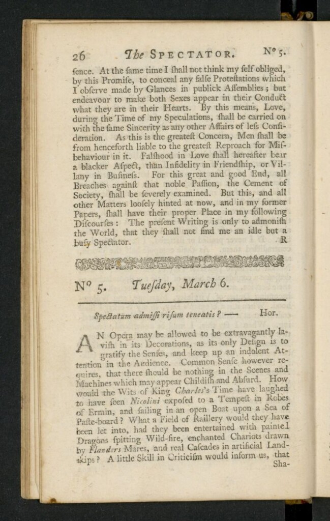 Miniatura de The Spectator del 6 de marzo de 1711, nº 5
