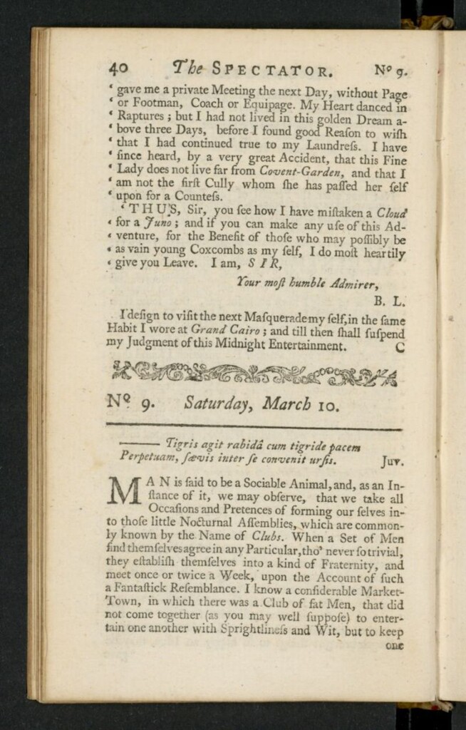 Miniatura de The Spectator del 10 de marzo de 1711, nº 9