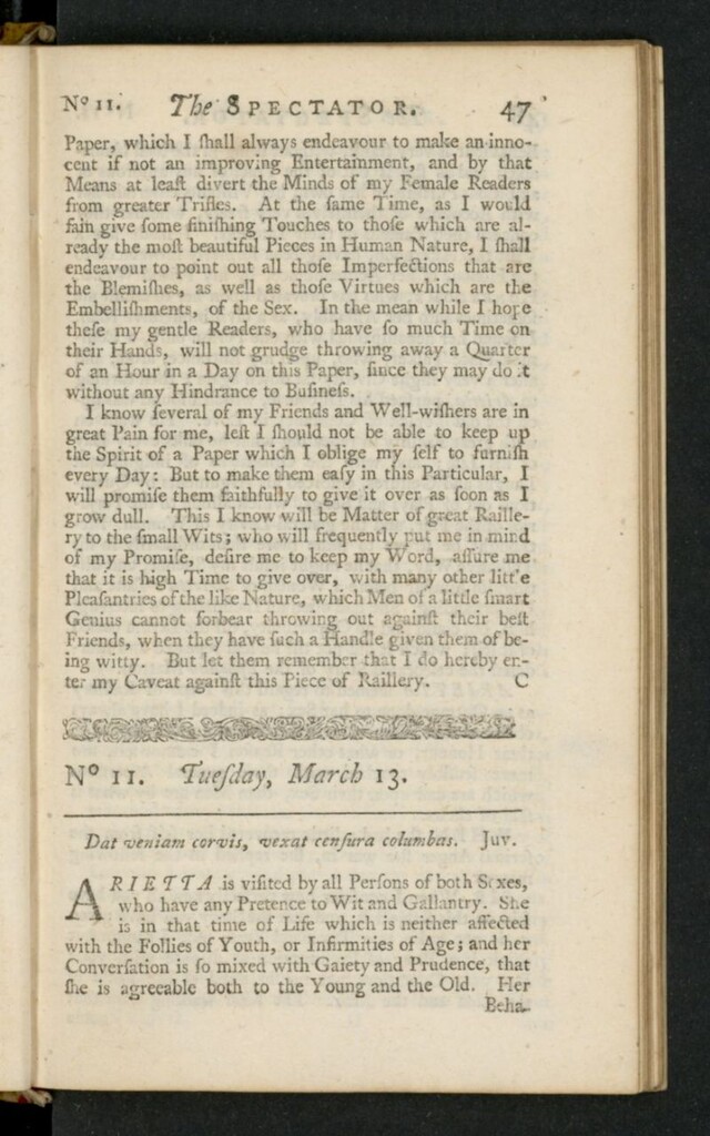 Miniatura de The Spectator del 13 de marzo de 1711, nº 11