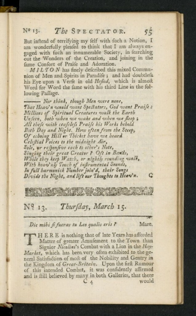 Miniatura de The Spectator del 15 de marzo de 1711, nº 13
