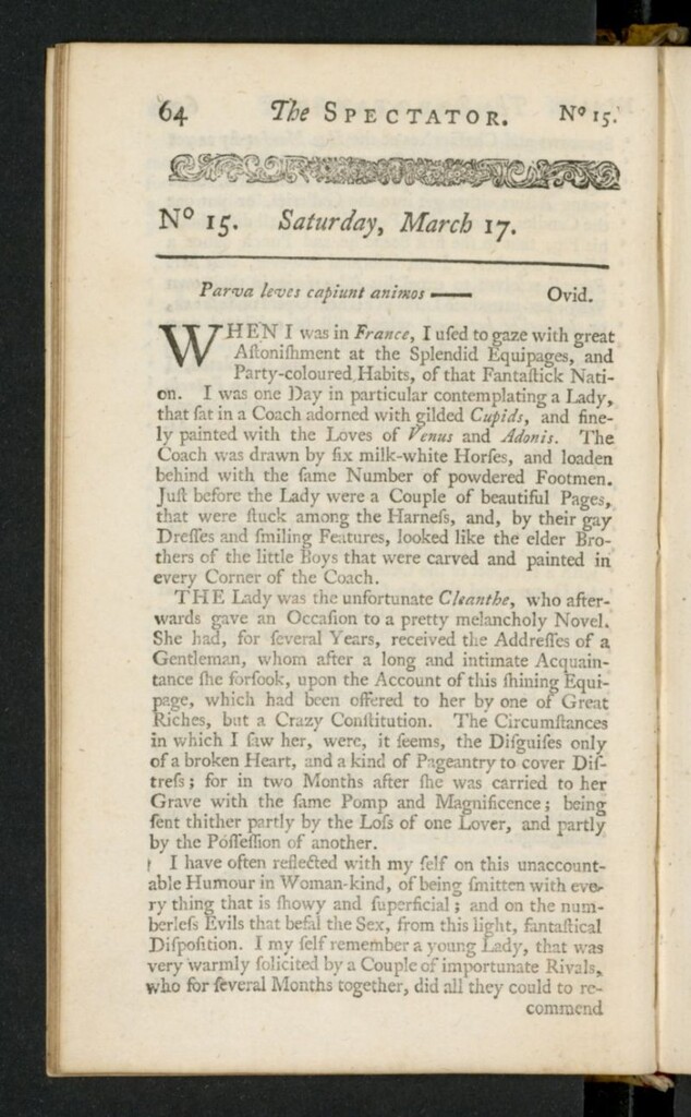 Miniatura de The Spectator del 17 de marzo de 1711, nº 15
