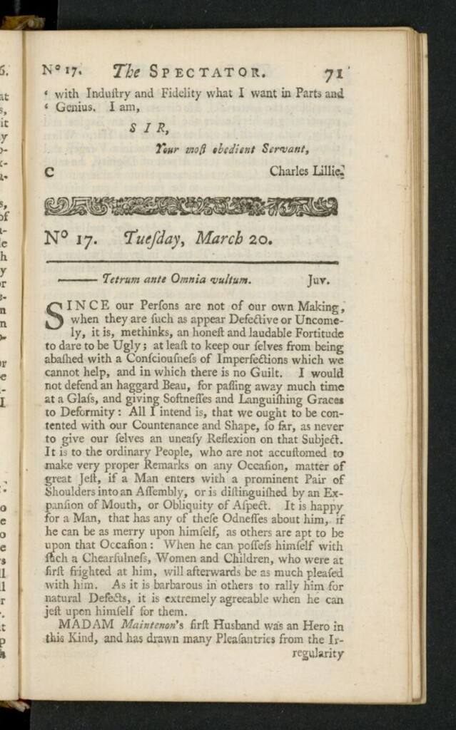 Miniatura de The Spectator del 20 de marzo de 1711, nº 17