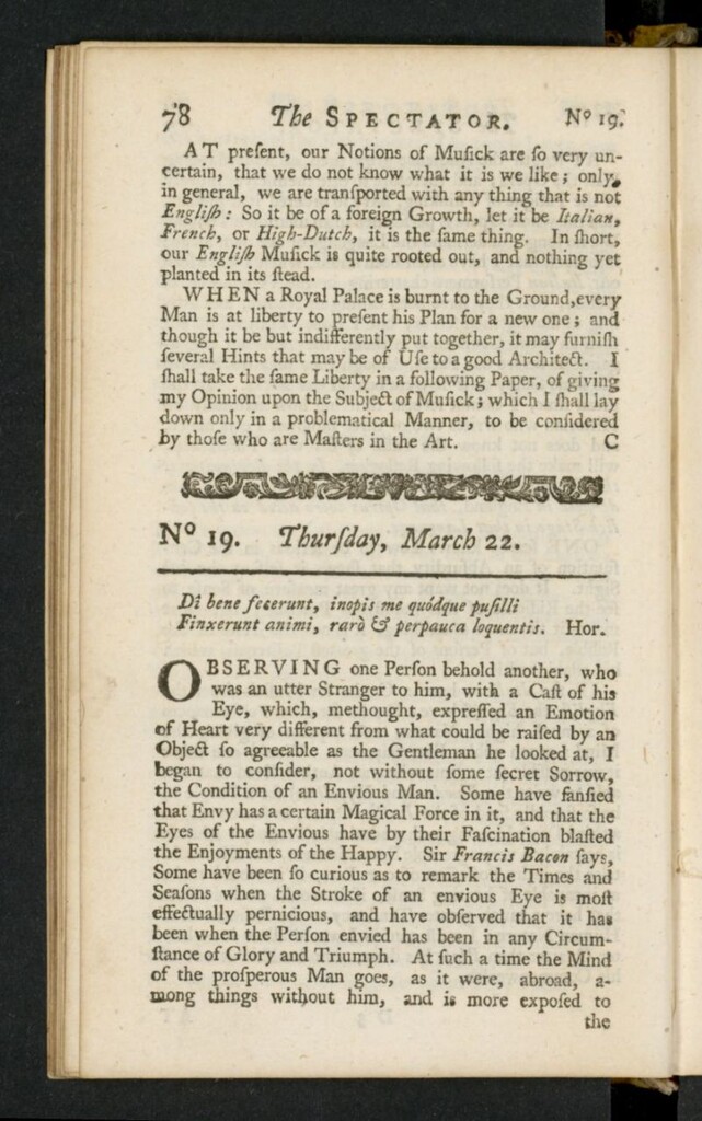 Miniatura de The Spectator del 22 de marzo de 1711, nº 19
