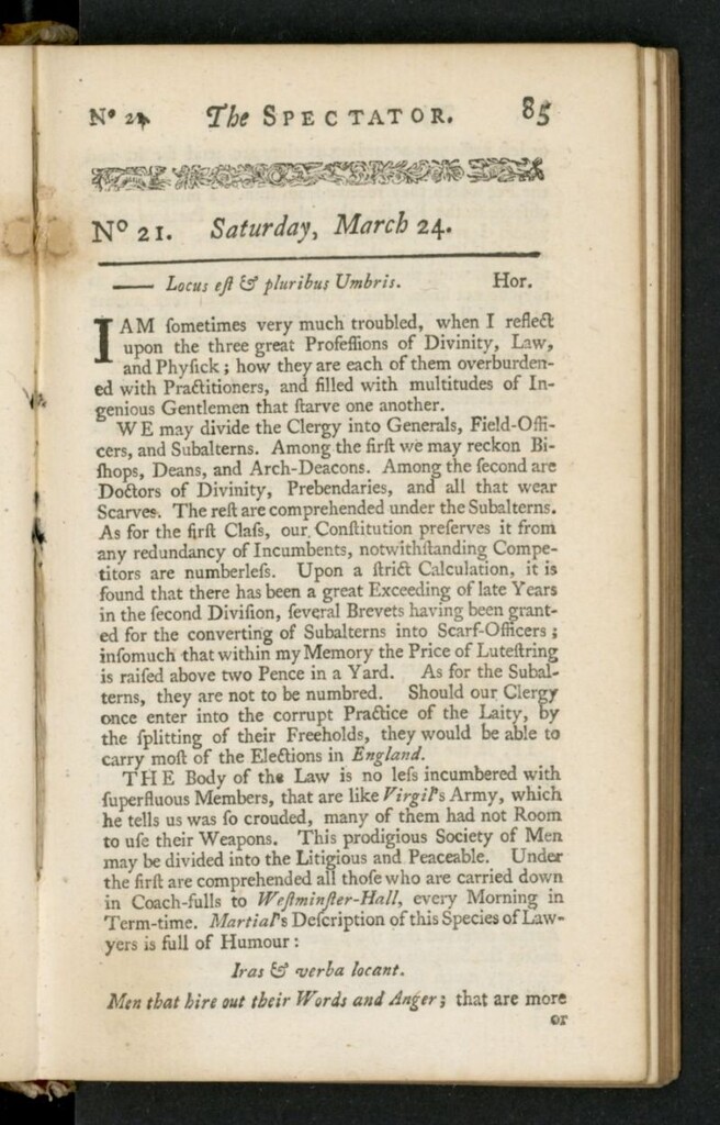 Miniatura de The Spectator del 24 de marzo de 1711, nº 21