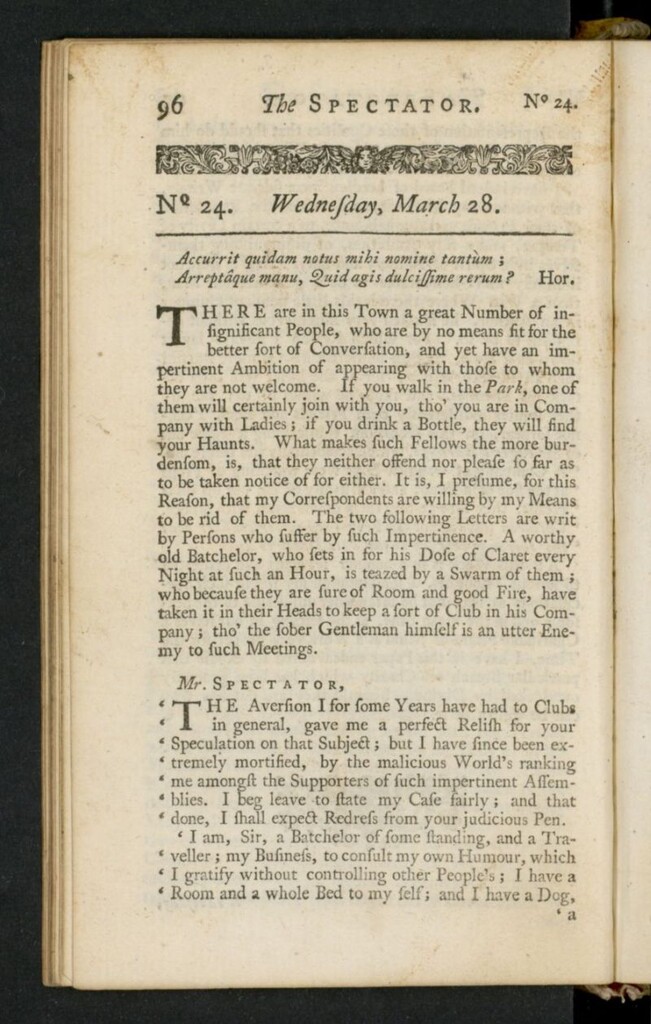 Miniatura de The Spectator del 28 de marzo de 1711, nº 24