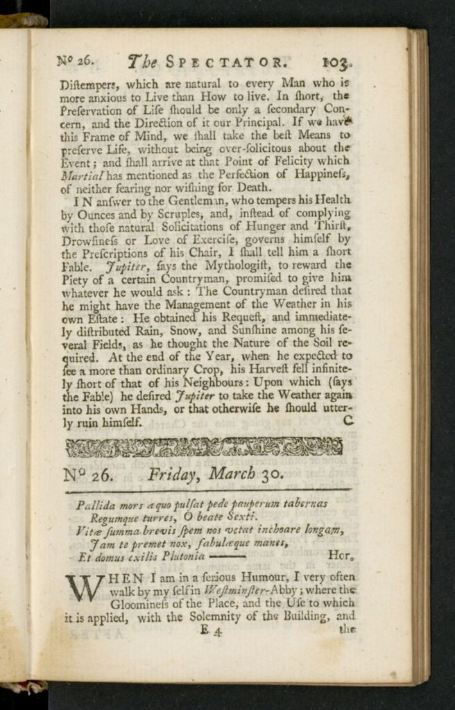 Miniatura de The Spectator del 30 de marzo de 1711, nº 26