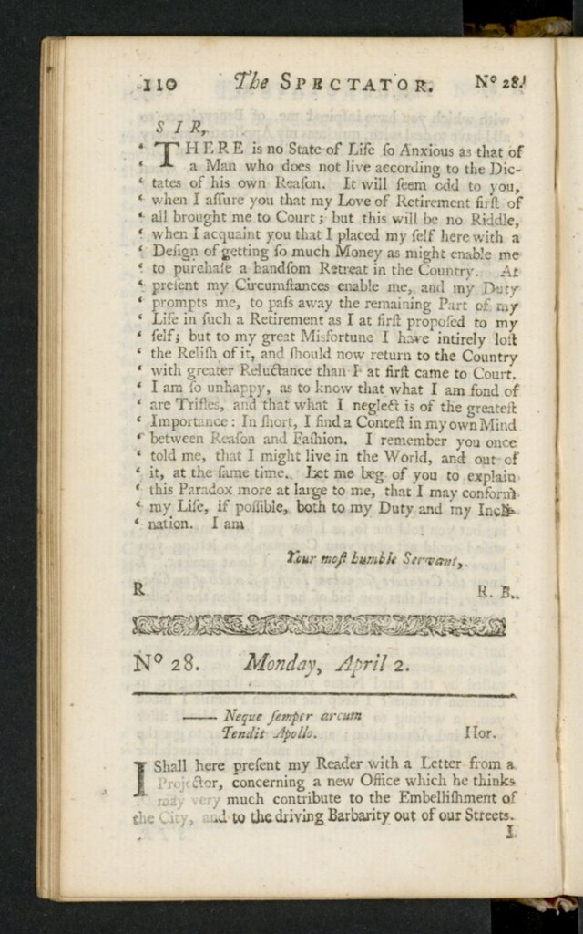 Miniatura de The Spectator del 2 de abril de 1711, nº 28