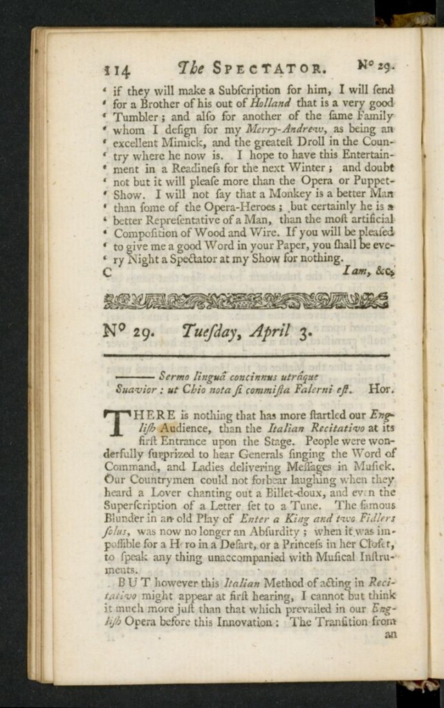 Miniatura de The Spectator del 3 de abril de 1711, nº 29