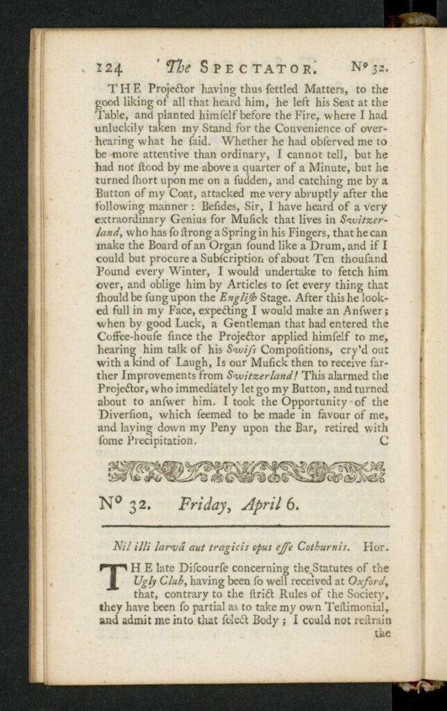 Miniatura de The Spectator del 6 de abril de 1711, nº 32