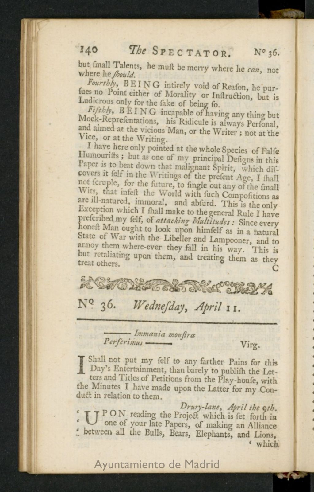 Miniatura de The Spectator del 11 de abril de 1711, nº 36