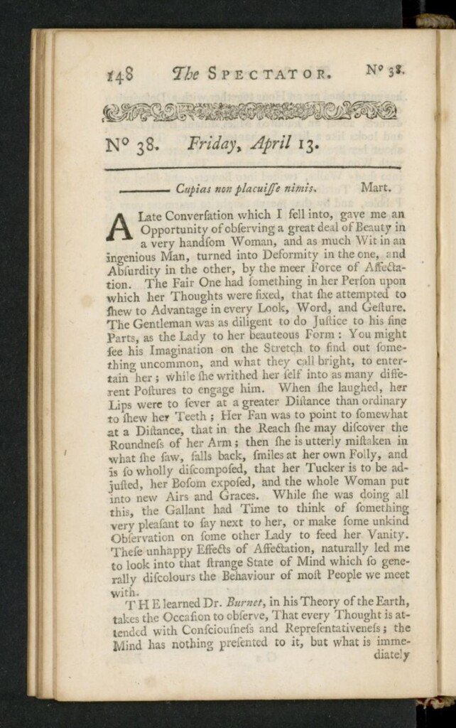 Miniatura de The Spectator del 13 de abril de 1711, nº 38