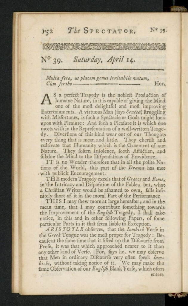 Miniatura de The Spectator del 14 de abril de 1711, nº 39