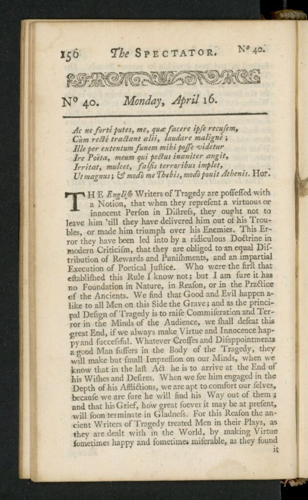 Miniatura de The Spectator del 16 de abril de 1711, nº 40
