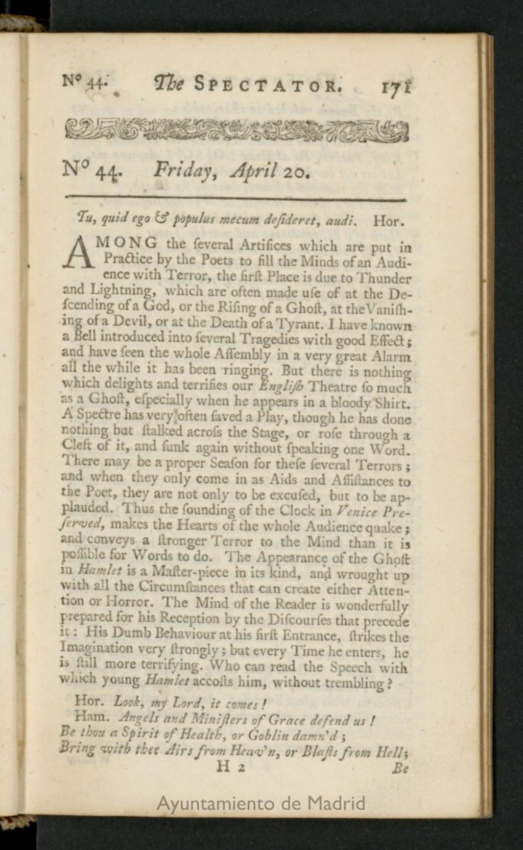 Miniatura de The Spectator del 20 de abril de 1711, nº 44
