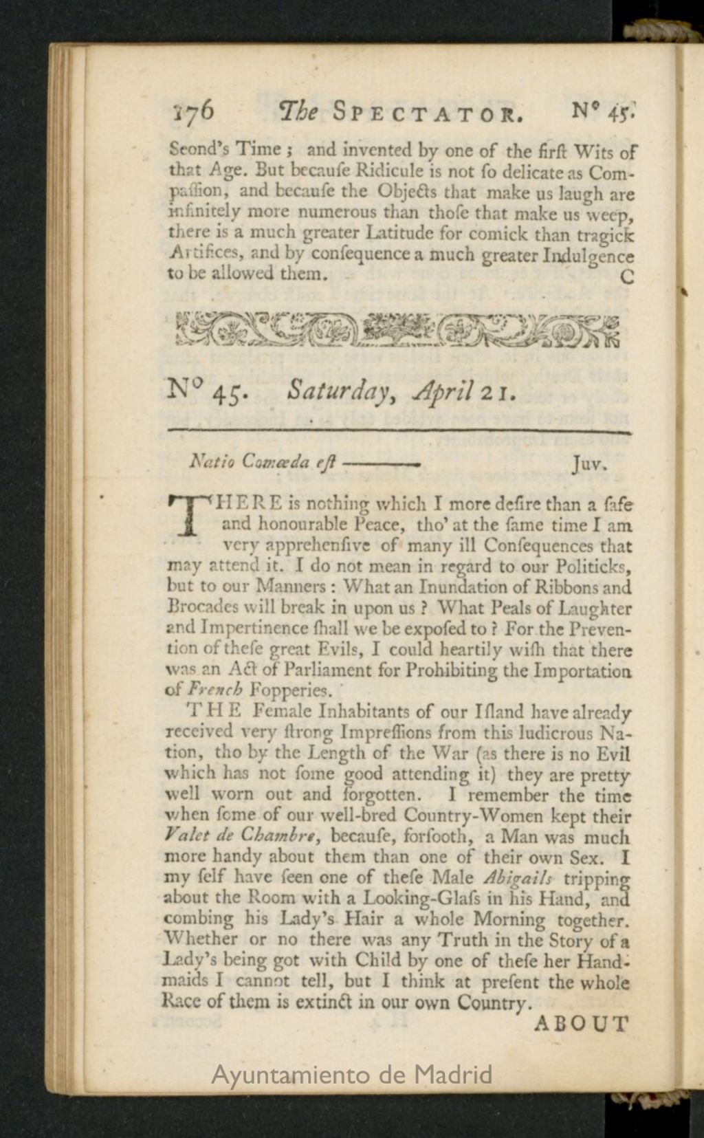 Miniatura de The Spectator del 21 de abril de 1711, nº 45