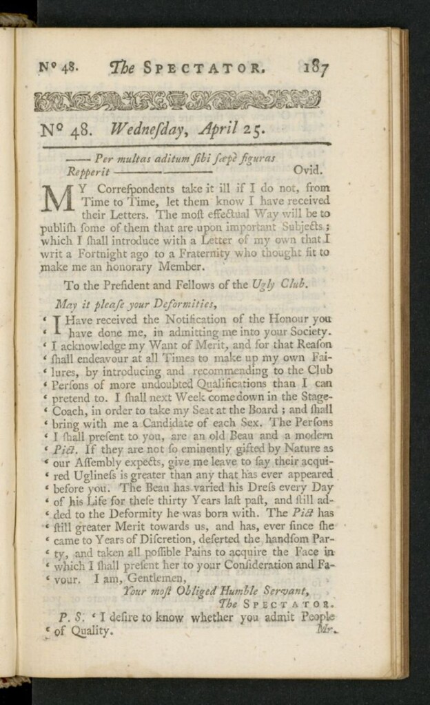 Miniatura de The Spectator del 25 de abril de 1711, nº 48