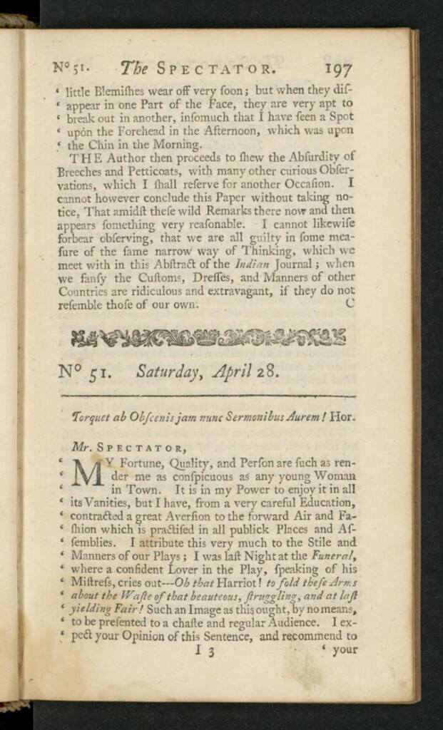 Miniatura de The Spectator del 28 de abril de 1711, nº 51
