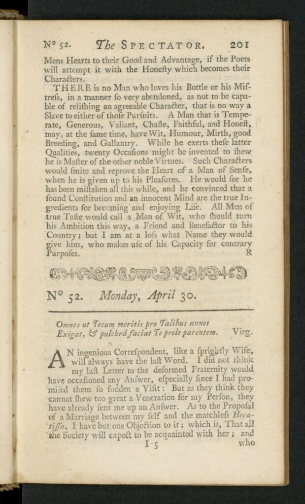 Miniatura de The Spectator del 30 de abril de 1711, nº 52