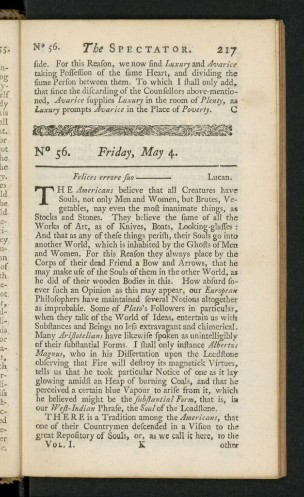 Miniatura de The Spectator del 4 de mayo de 1711, nº 56