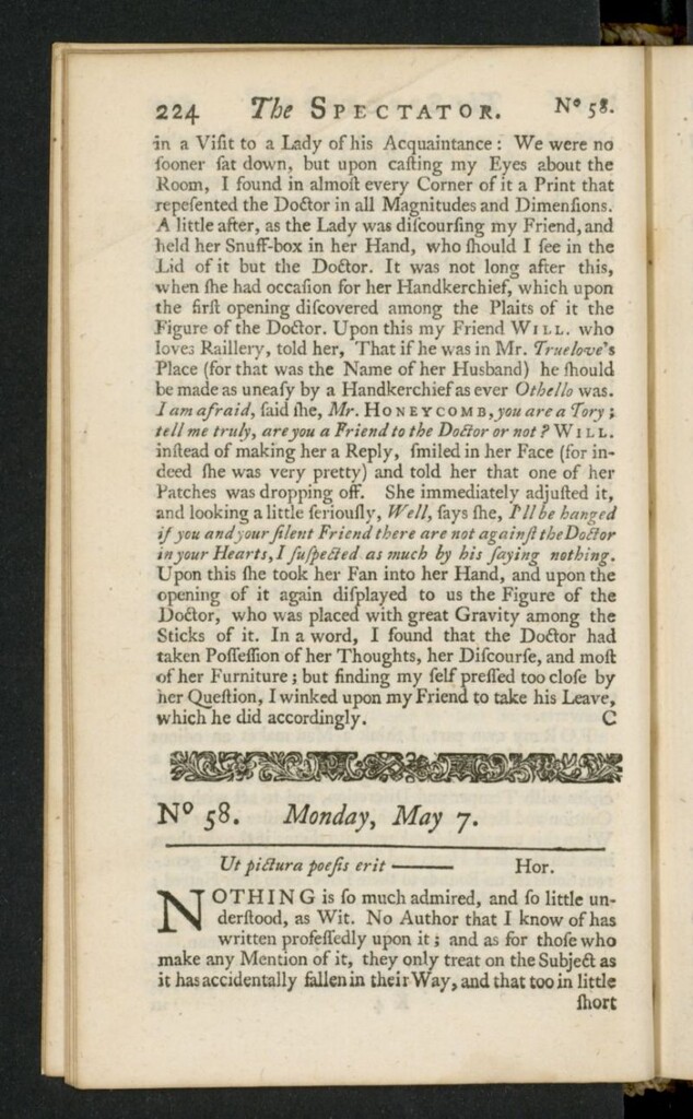 Miniatura de The Spectator del 7 de mayo de 1711, nº 58