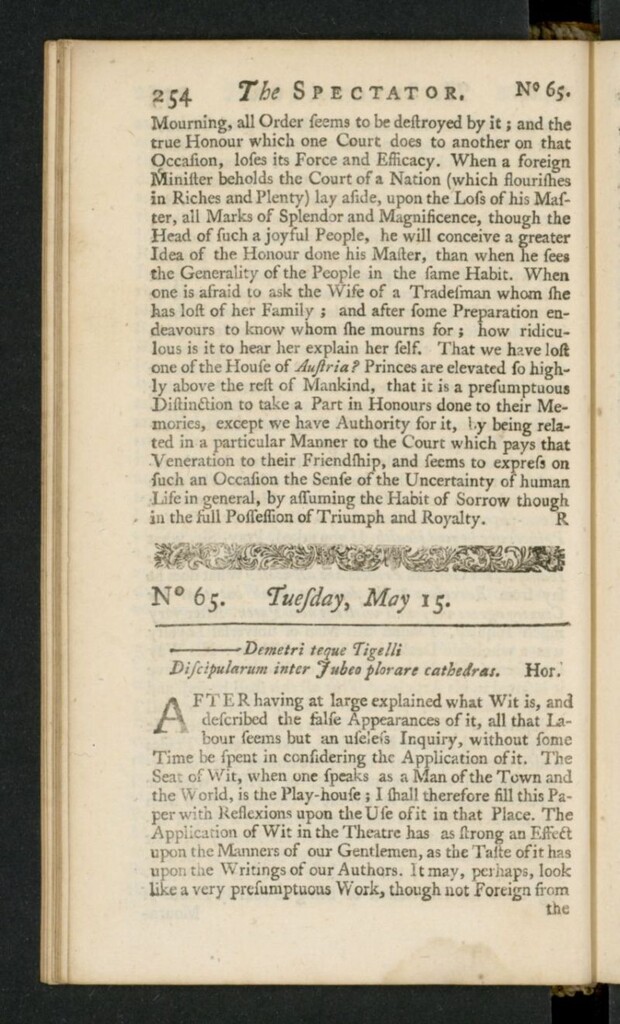 Miniatura de The Spectator del 15 de mayo de 1711, nº 65