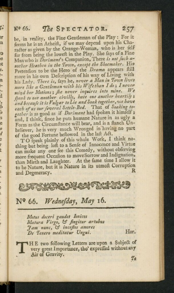 Miniatura de The Spectator del 16 de mayo de 1711, nº 66