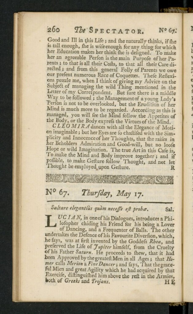 Miniatura de The Spectator del 17 de mayo de 1711, nº 67